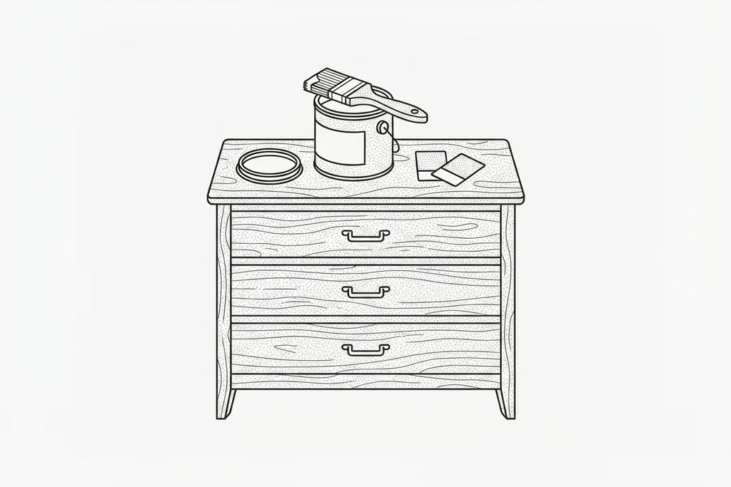 Painted chest of drawers and a chair being brushed with chalk furniture paint in a Surrey workshop