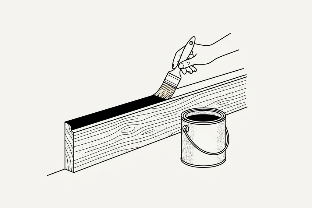 A decorator brushing a smooth coat of paint onto a timber window frame and skirting board