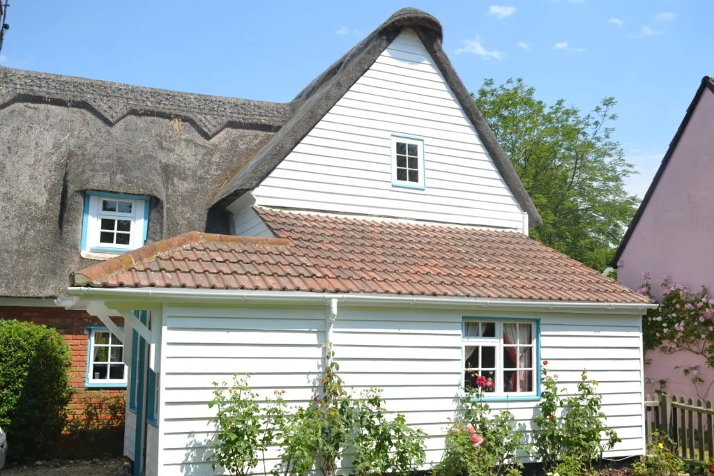 White-painted cottage exterior in Surrey