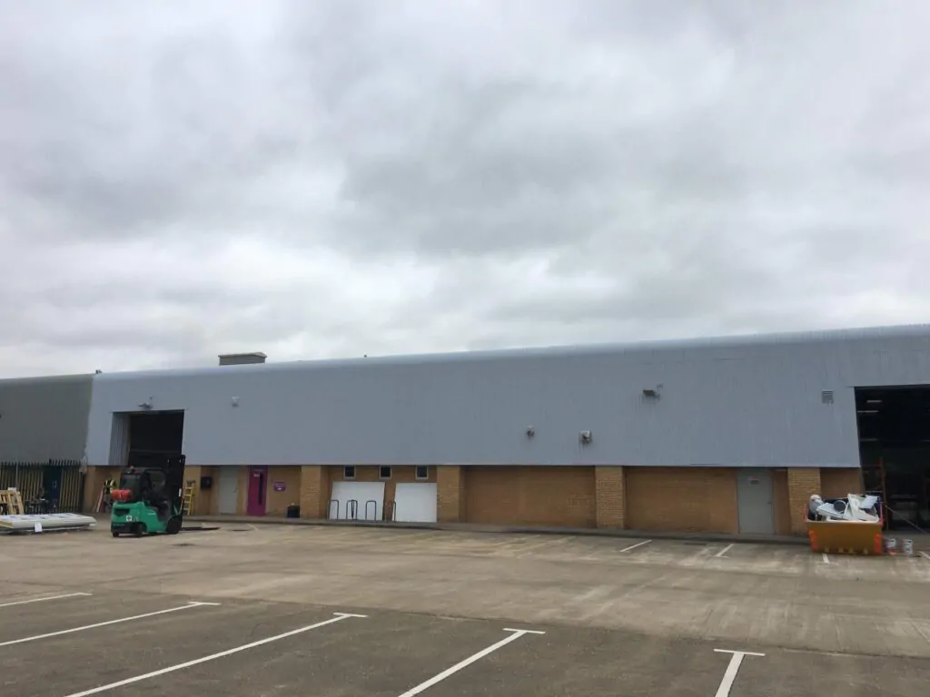 After warehouse cladding roof respraying