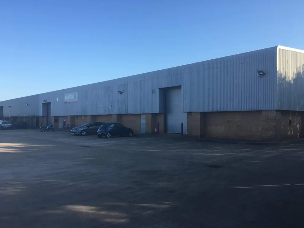 Before roof painting - warehouse unit cladding