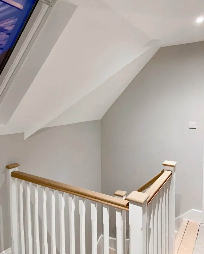 Staircase with wooden handrails