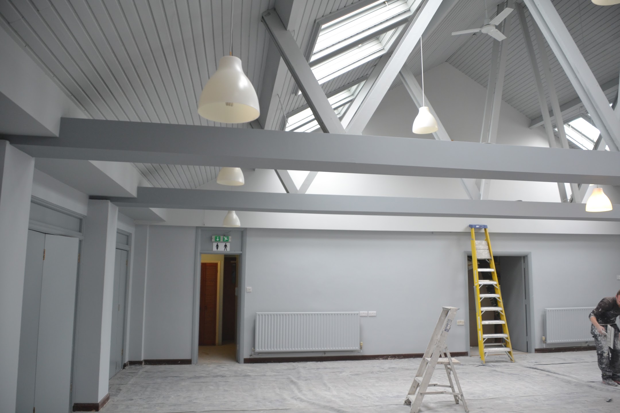 Commercial property interior woodwork paint spraying